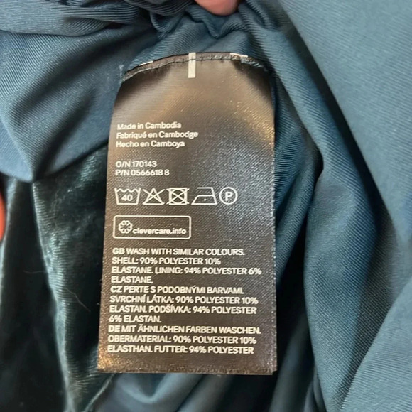 H & M Faux Wrap Stretch Velvet Dress Long Sleeve Bodycon Teal Blue Size 10 - Picture 5 of 5